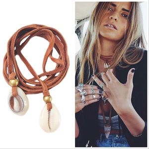 Cowrie Shell and Leather Lariat